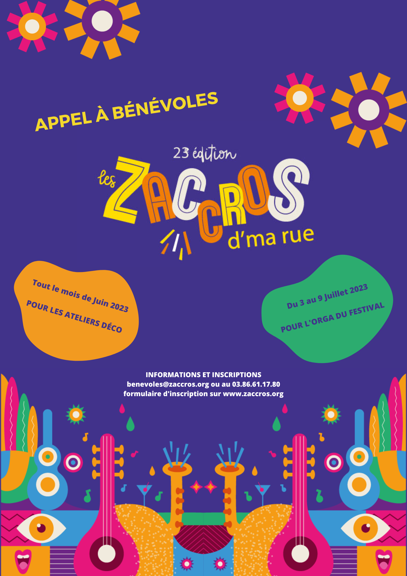 Appel à bénévoles - Festival les Zaccros d'ma Rue 2023