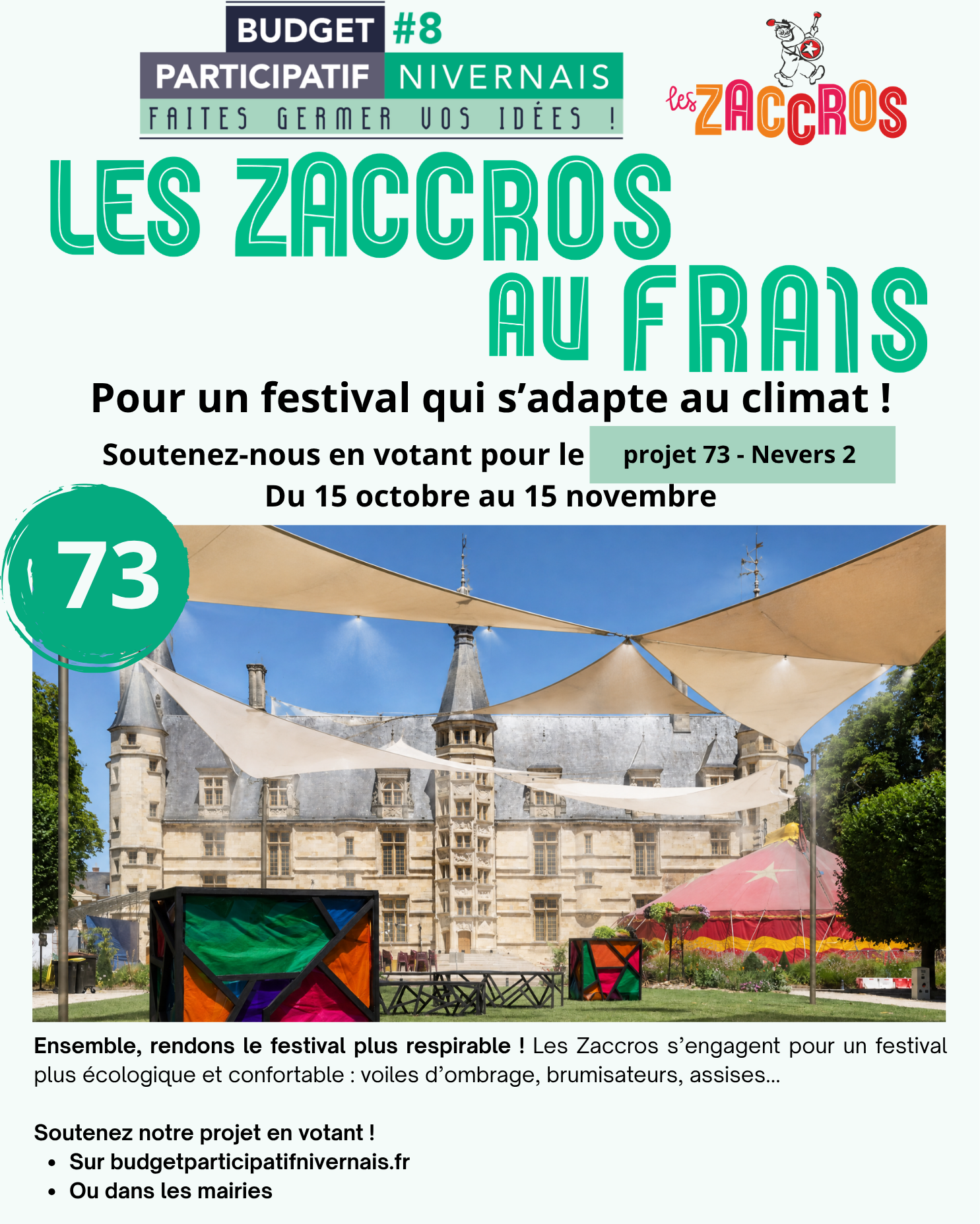Soutenez nous ! Votez pour notre projet Les Zaccros au frais du budget participatif nivernais